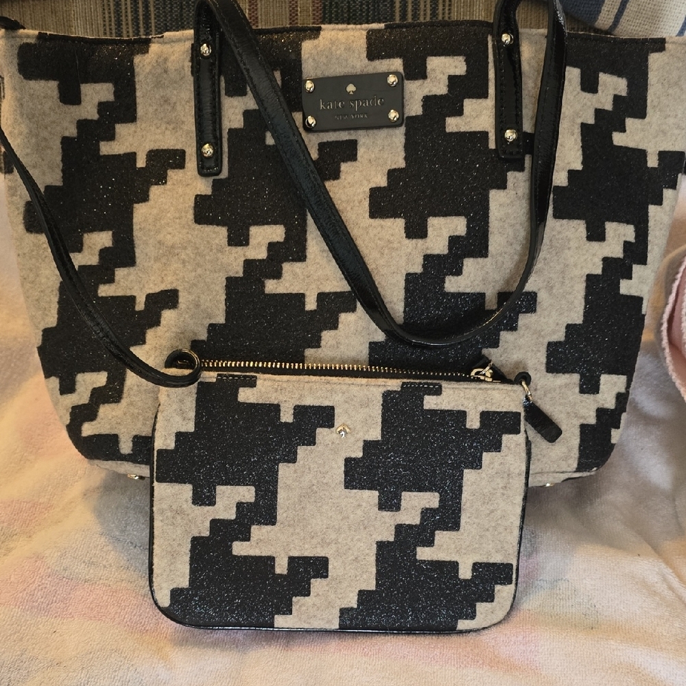 Kate Spade Black and Cream Geometric Tote